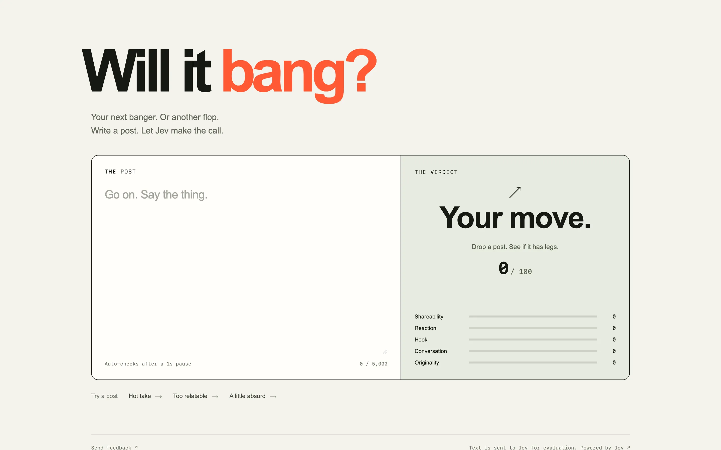 Screenshot of Will It Bang?